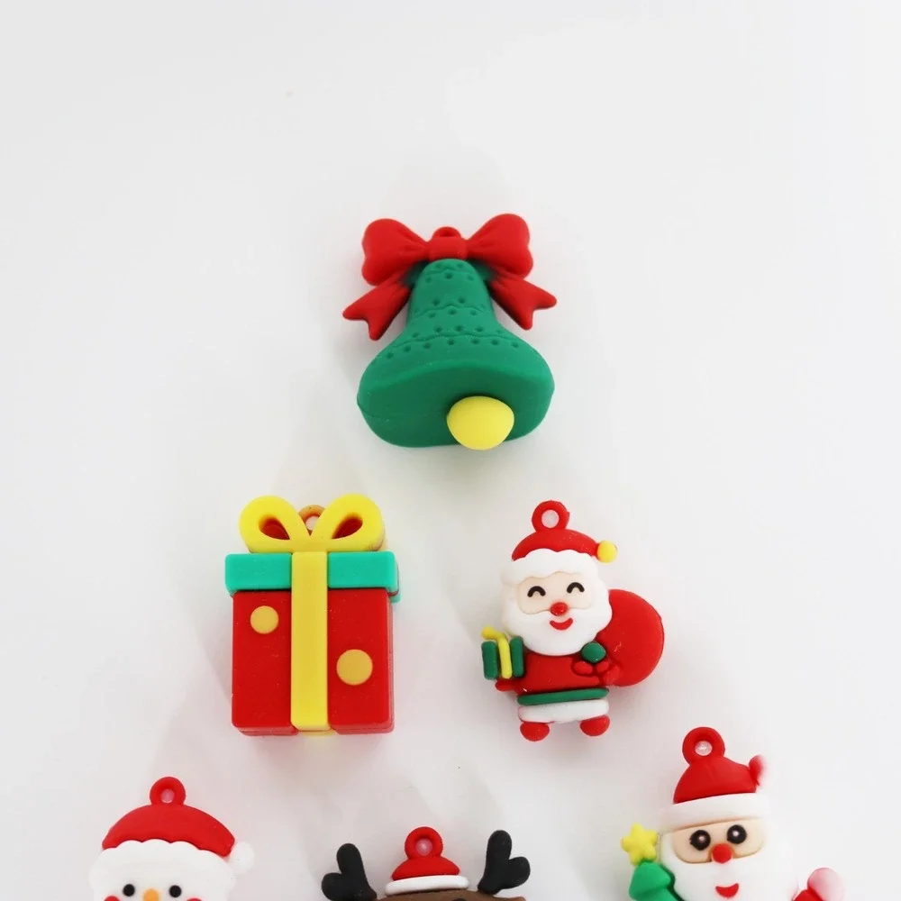 Lot of 21 Miniature PVC Rubber Christmas Tree Ornaments Santa Snow Man Gift Bell